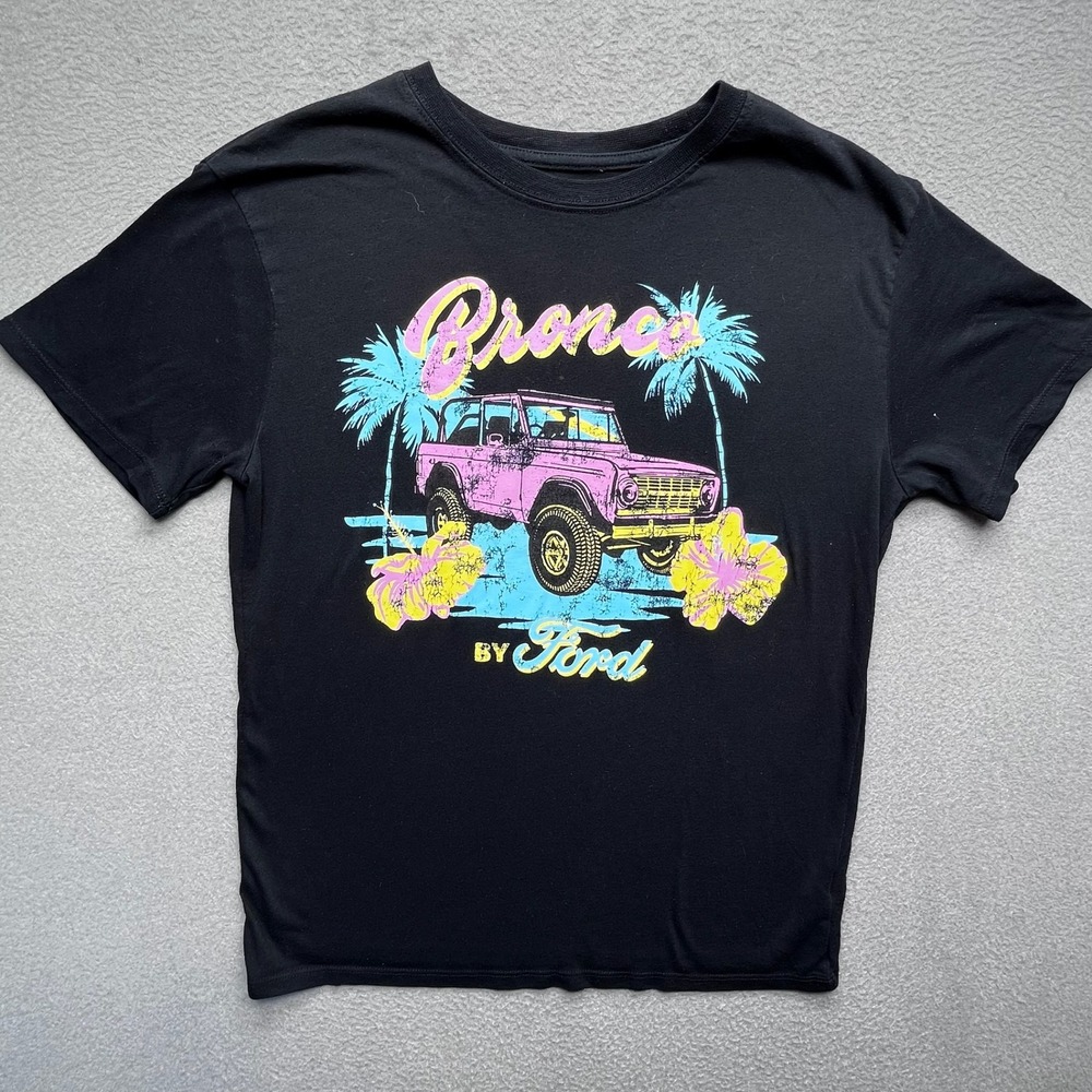 Ford Boys T-Shirt Cotton Blend Black L 10/12 Retro Bronco Graphic Tee